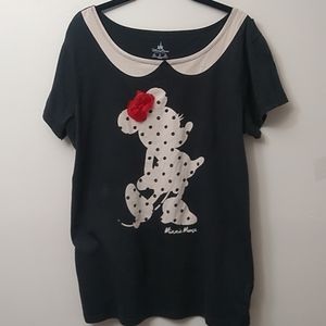 Disney Parks Minnie Mouse Polka Dot Tee, Black, XL